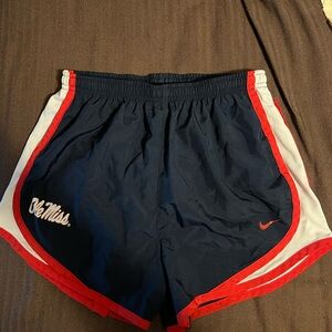 Nike Dri Fit Ole Miss Rebels Lined Athletic Shorts Womens Medium Blue